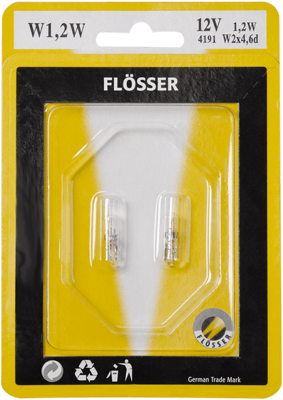 4391 FLOSSER 12v 2w t5 w2x4 6d bulbs (pack of 10)