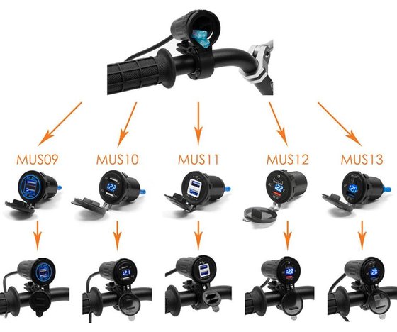 BIKETEC handlebar-mounted usb and cigarette lighter adapter