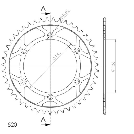 14206-47 Supersprox supersprox steel rear sprocket beta/gasgas/husqv. black 47