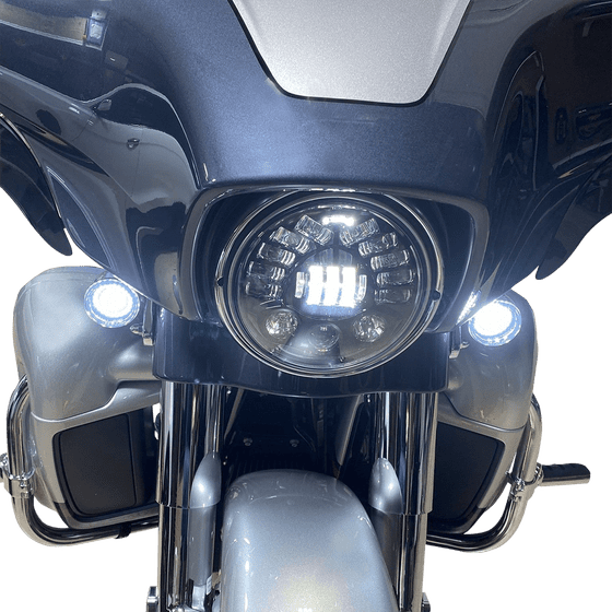 PB-7A-IND-C CUSTOM DYNAMICS 7" adaptive headlamp with chrome indicator