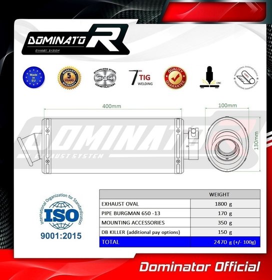 SU057DA-S Dominator exhaust silencer oval