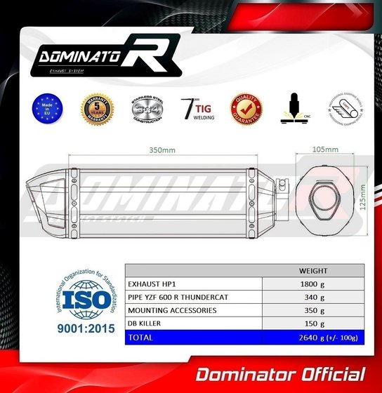 YA012DF-H Dominator homologated exhaust silencer hp1