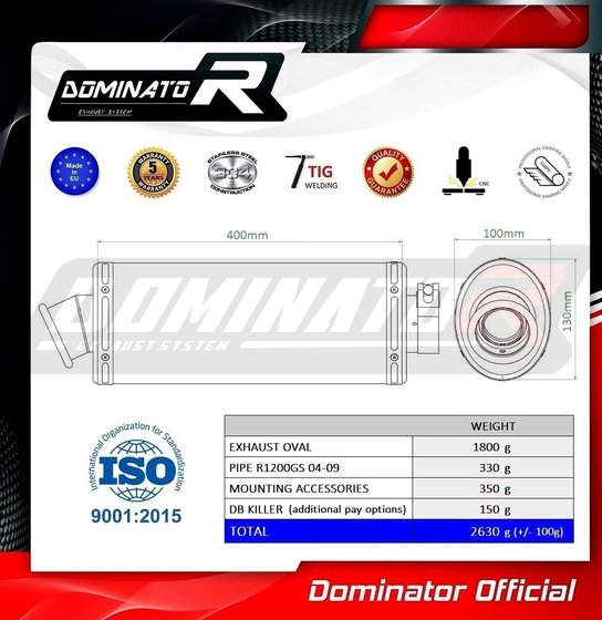 BW089DA-H Dominator homologated exhaust silencer oval