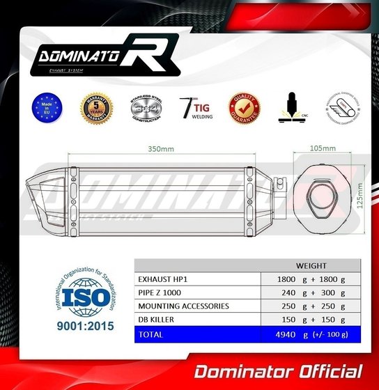 KA066DF-H Dominator homologated exhaust silencer hp1