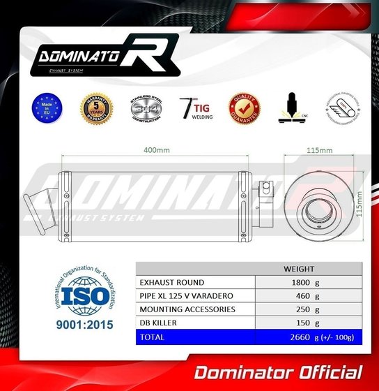 HO027DST Dominator exhaust silencer round + db killer