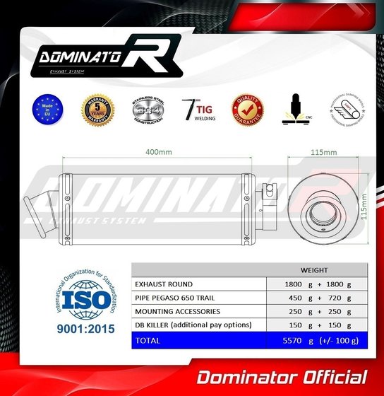 AP025DST-S Dominator exhaust silencer round