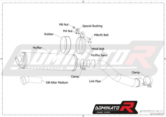 YA006DST-H Dominator homologated exhaust silencer round