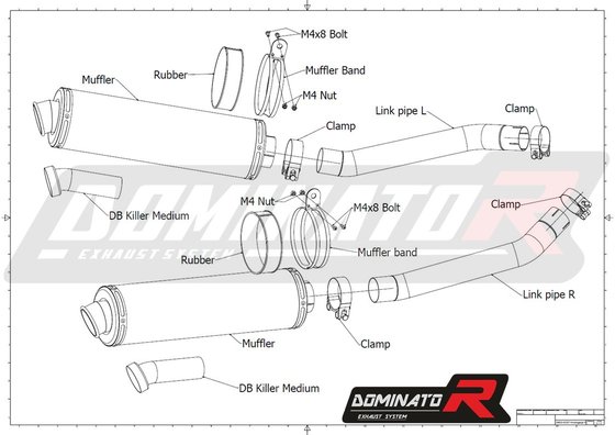 KA022DST-H Dominator homologated exhaust silencer round