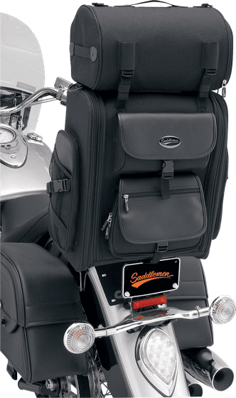 SADDLEMEN expandable sissy bar bag in black textile