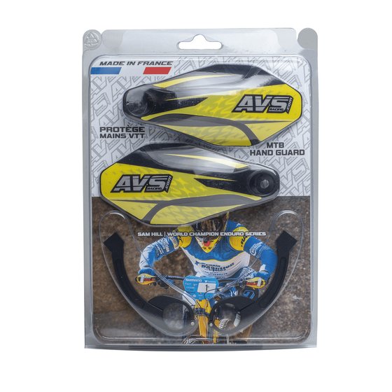 AVS RACING aluminum hand guards (black/yellow)