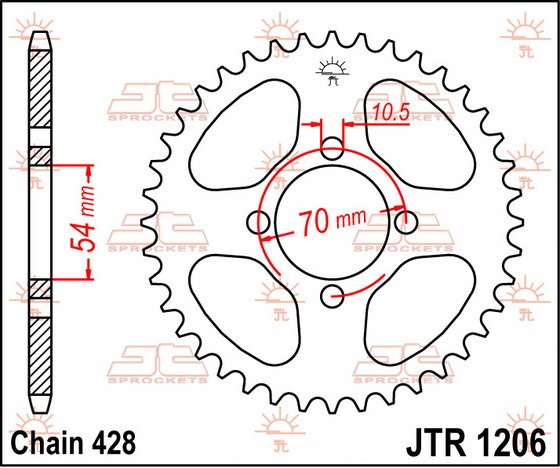 430442JT JT Sprockets rear sprocket 42 tooth pitch 428 jtr120642