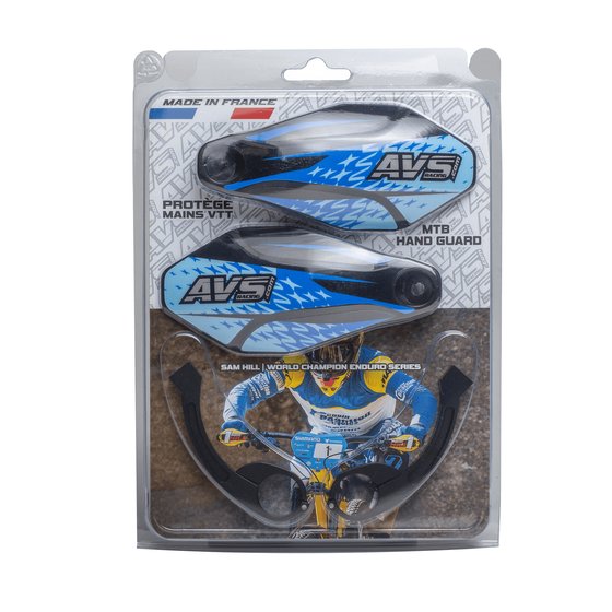 AVS RACING aluminum hand guards in black/blue