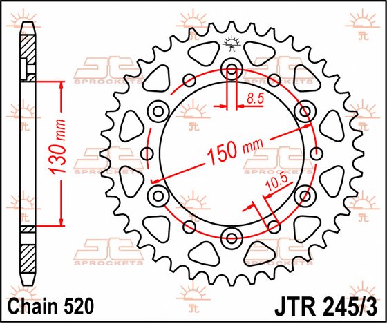 430945JT JT Sprockets rear sprocket 45 tooth pitch 520 jtr245345