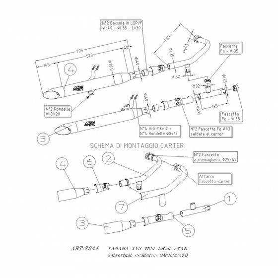 2244 LEOVINCE chromed steel slip-on muffler