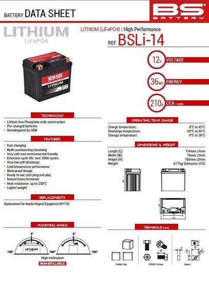 BS BATTERY bs battery bsli-14 lithiumbattery