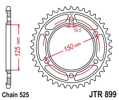 445445JT JT Sprockets rear sprocket 45 tooth pitch 525 jtr89945