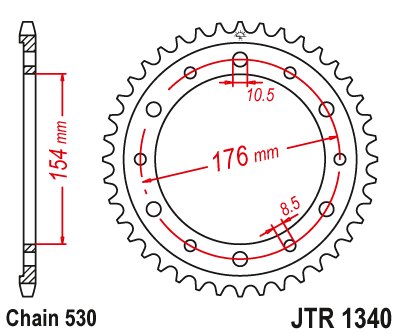 443443JT JT Sprockets rear sprocket 43 tooth pitch 530 jtr134043