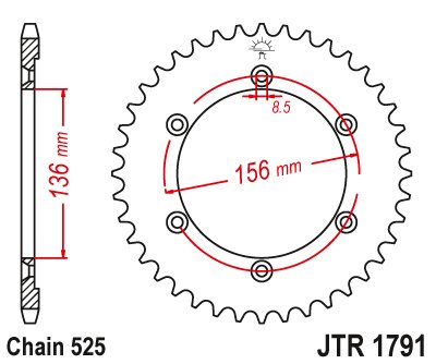 436541JT JT Sprockets rear sprocket 41 tooth pitch 525 jtr179141