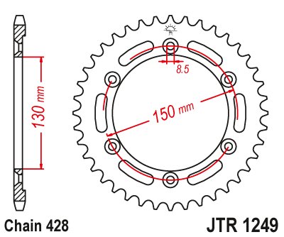 437451JT JT Sprockets rear sprocket 51 tooth pitch 428 jtr124951