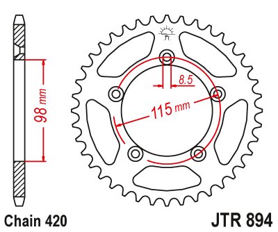 455246JT JT Sprockets rear sprocket 46 tooth pitch 420 jtr89446