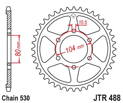 48838JT JT Sprockets rear sprocket 38 tooth pitch 530 jtr48838