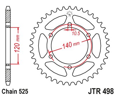 530146JT JT Sprockets rear sprocket 46 tooth pitch 525 jtr49846