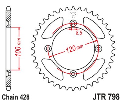 79849JT JT Sprockets rear sprocket 49tooth pitch 428 jtr79849