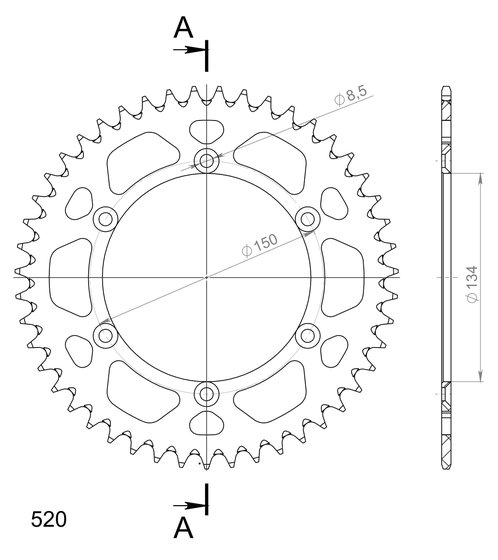 17206AK47 Supersprox supersprox alu rear sprocket ka kx125/250/450 black 47