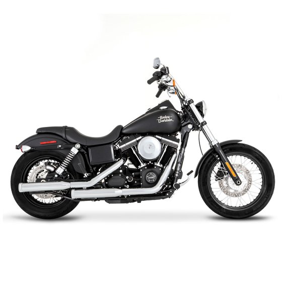 500-0200C RINEHART RACING chrome slip-on muffler with straight end caps for harley davidson