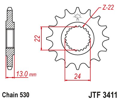 209516JT JT Sprockets front sprocket 16 tooth pitch 530 jtf341116