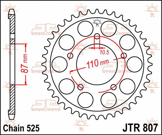 82845JT JT Sprockets rear sprocket 45 tooth pitch 525 jtr80745