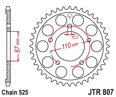 82845JT JT Sprockets rear sprocket 45 tooth pitch 525 jtr80745