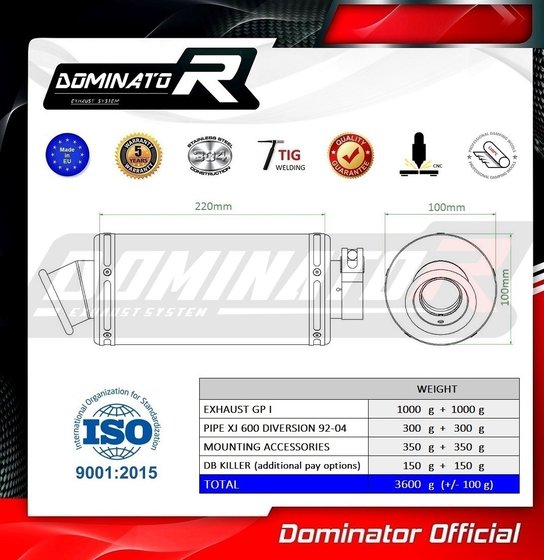 YA015DC-S Dominator exhaust silencer gp1