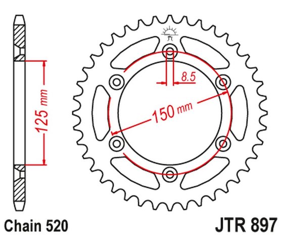 JTA897.48BLU JT Sprockets rear sprocket alu 48 tooth pitch 520 blue