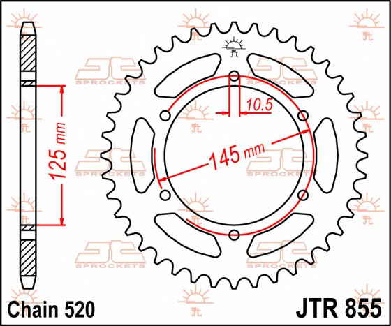 86645JT JT Sprockets rear sprocket 45 tooth pitch 520 jtr85545