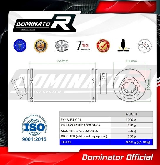 YA019DC-S Dominator exhaust silencer gp1