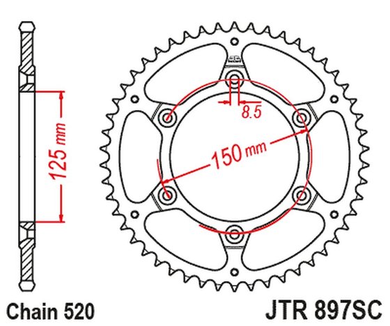 89948JTSC JT Sprockets rear sprocket 48 tooth pitch 520 jtr89748