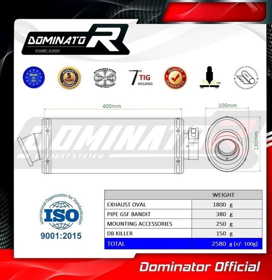 SU010DA-H Dominator eu approved exhaust silencer ov