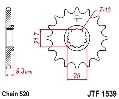 227315JT JT Sprockets front sprocket 15tooth pitch 520 jtf153915