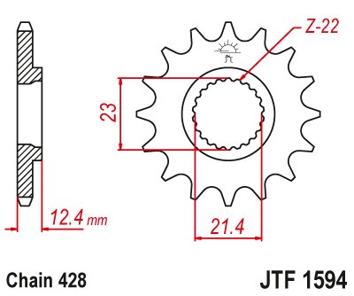 214915JT JT Sprockets front sprocket 15tooth pitch 428 jtf159415