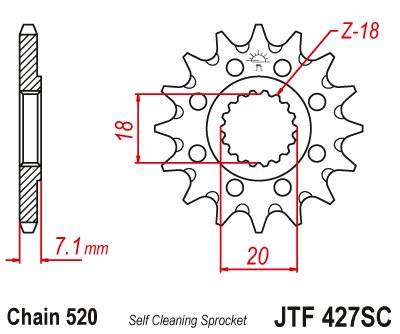 JTF427SC JT Sprockets lightweight self-cleaning front sprocket