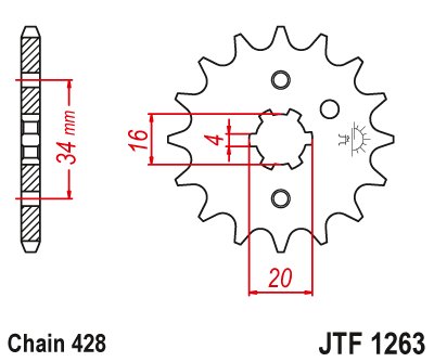 26316JT JT Sprockets front sprocket 16tooth pitch 428