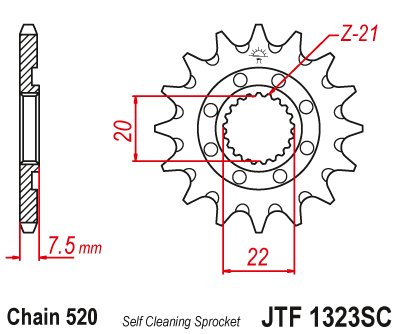 JTF1323SC JT Sprockets lightweight self-cleaning front sprocket