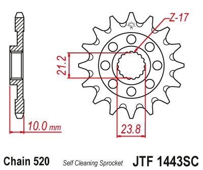 JTF1443SC JT Sprockets lightweight self-cleaning front sprocket