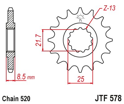 JTF578 JT Sprockets steel front sprocket