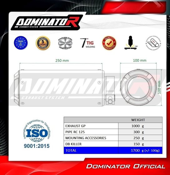 KT075DC Dominator exhaust silencer muffler gp + db killer