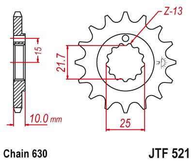 JTF521 JT Sprockets steel front sprocket