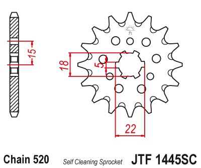 JTF1445SC JT Sprockets lightweight self-cleaning front sprocket