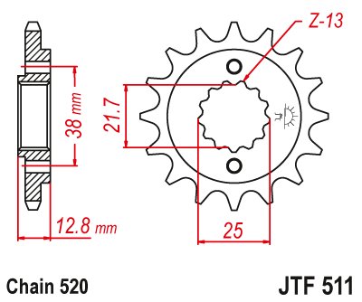 JTF511 JT Sprockets steel front sprocket