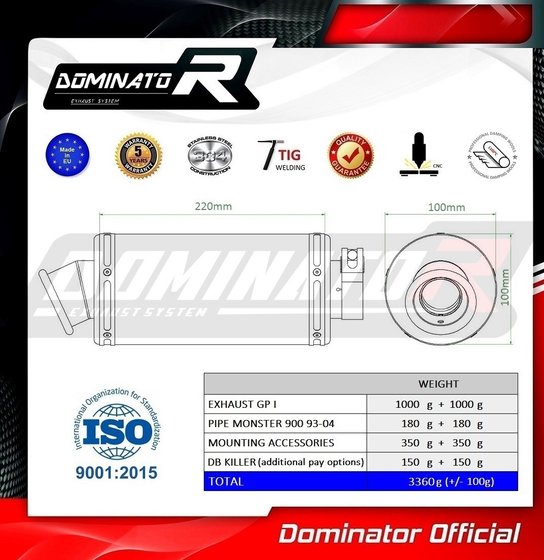 DU006DC-S Dominator exhaust silencer gp1